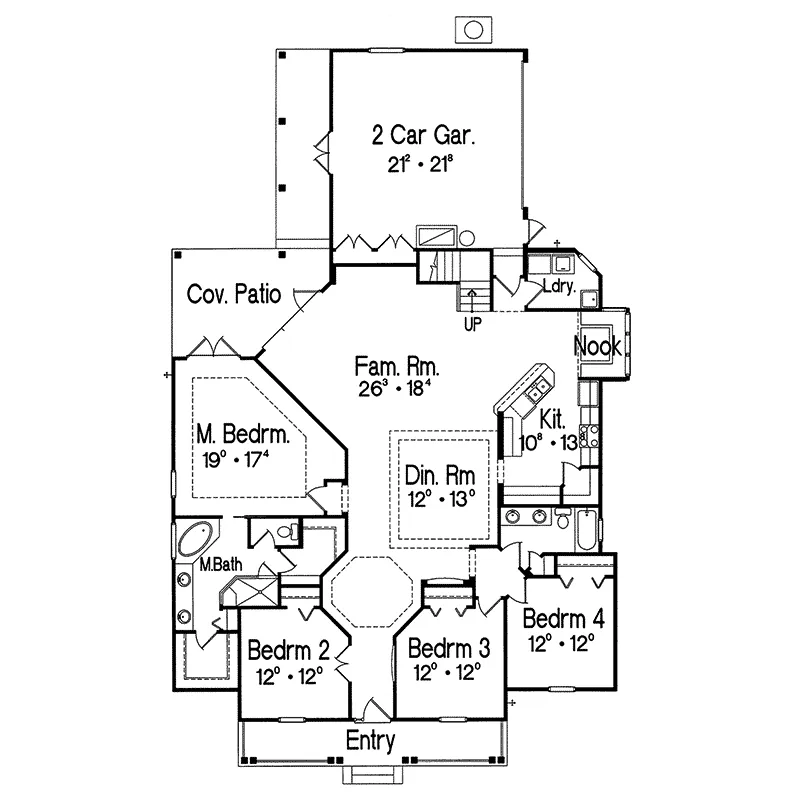 Acadian House Plan First Floor - Holiday Manor Country Home 047D-0050 - Search House Plans and More