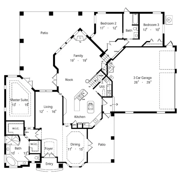 Country House Plan First Floor - Bannon Luxury Sunbelt Home 047D-0054 - Search House Plans and More