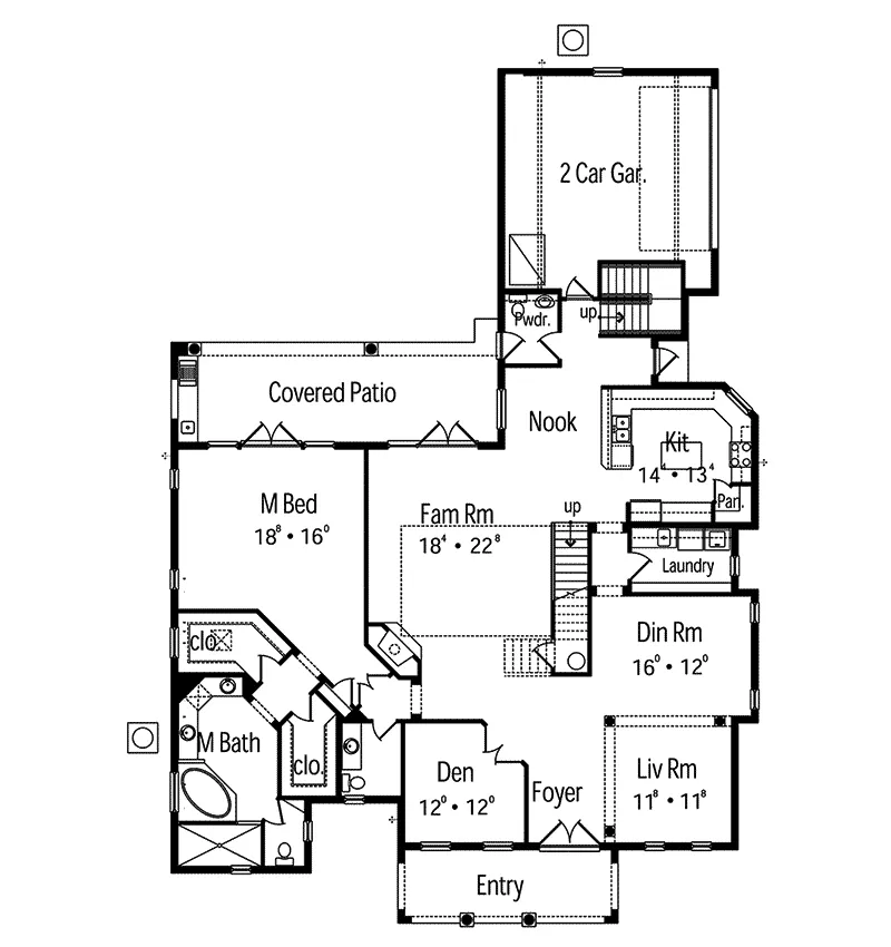 Spanish House Plan First Floor - Davenport Mediterranean Home 047D-0055 - Search House Plans and More