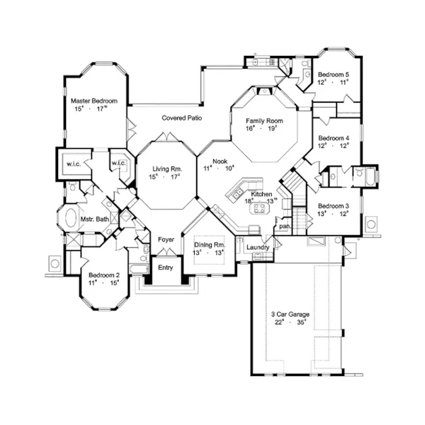 Santa Fe House Plan First Floor - Juliana Luxury Home 047D-0056 - Search House Plans and More