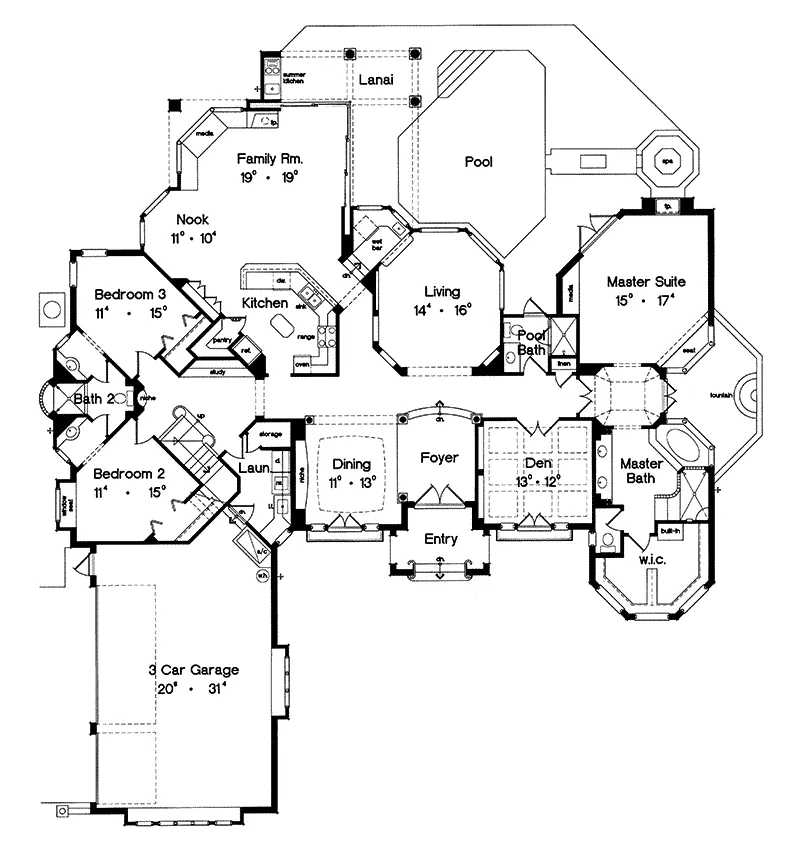 Luxury House Plan First Floor - Lowery Country French Home 047D-0057 - Shop House Plans and More