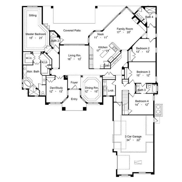 Sunbelt House Plan First Floor - Winterbay Santa Fe Home 047D-0060 - Shop House Plans and More