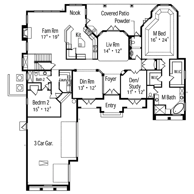 Modern House Plan First Floor - Ariana Manor Mediterranean Home 047D-0063 - Search House Plans and More