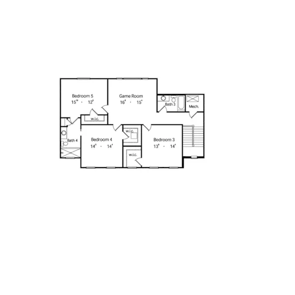 Traditional House Plan Second Floor - Lakeland Square Southern Home 047D-0065 - Shop House Plans and More