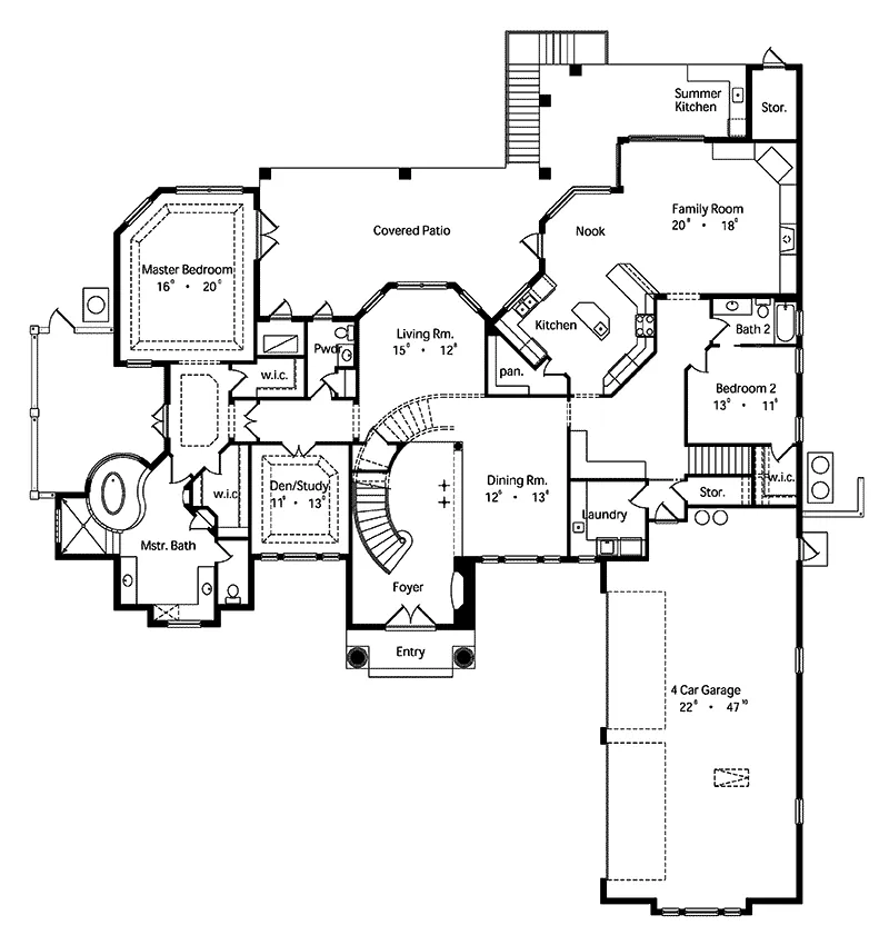 Contemporary House Plan First Floor - Bella Vista Florida Modern Home 047D-0066 - Search House Plans and More