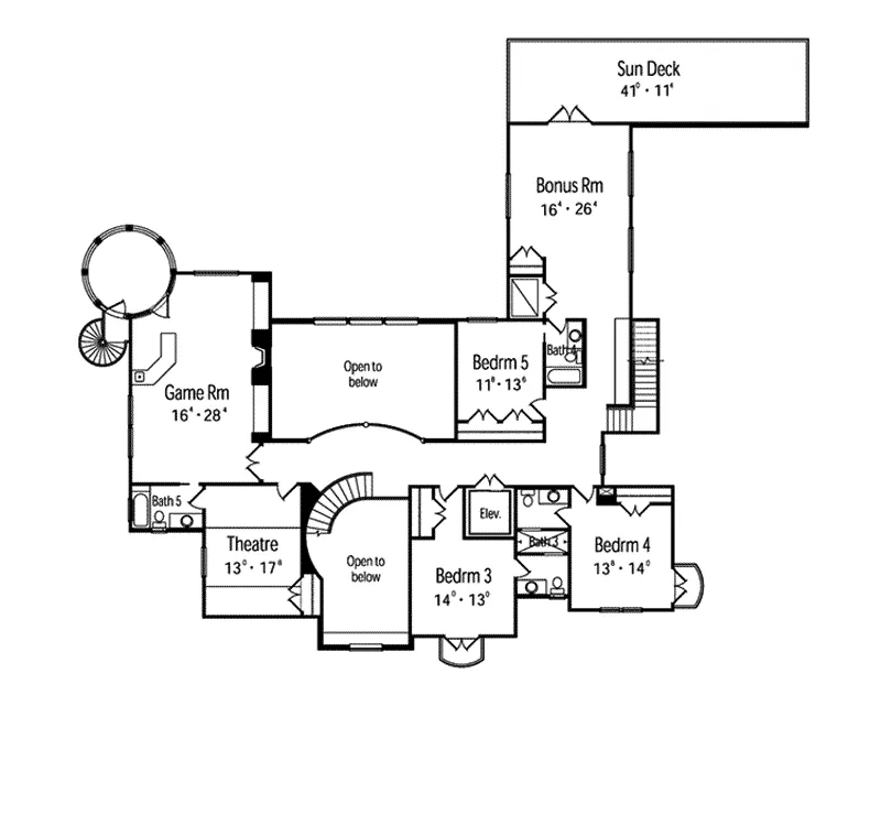Santa Fe House Plan Second Floor - Winston Park Spanish Home 047D-0068 - Shop House Plans and More