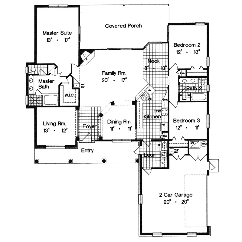Cape Cod & New England House Plan First Floor - Harden Park Country Home 047D-0069 - Search House Plans and More