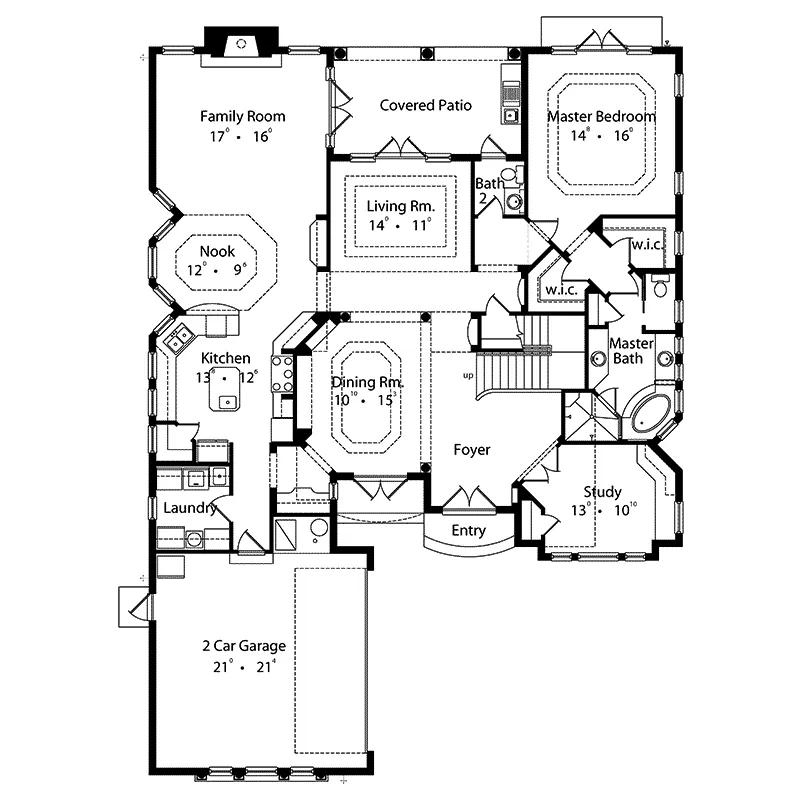 Modern House Plan First Floor - Eloise Manor Italian Style Home 047D-0070 - Search House Plans and More