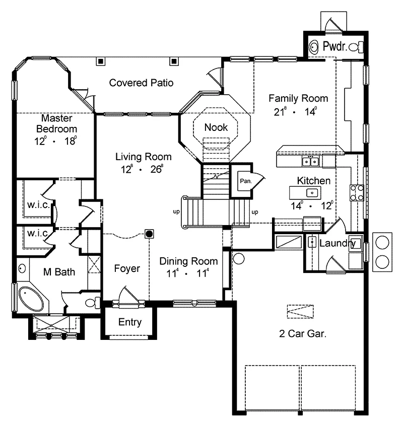 Spanish House Plan First Floor - Bramble Ridge Spanish Home 047D-0071 - Search House Plans and More