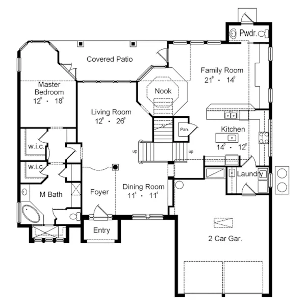 Southern House Plan First Floor - Bramble Ridge Spanish Home 047D-0071 - Search House Plans and More