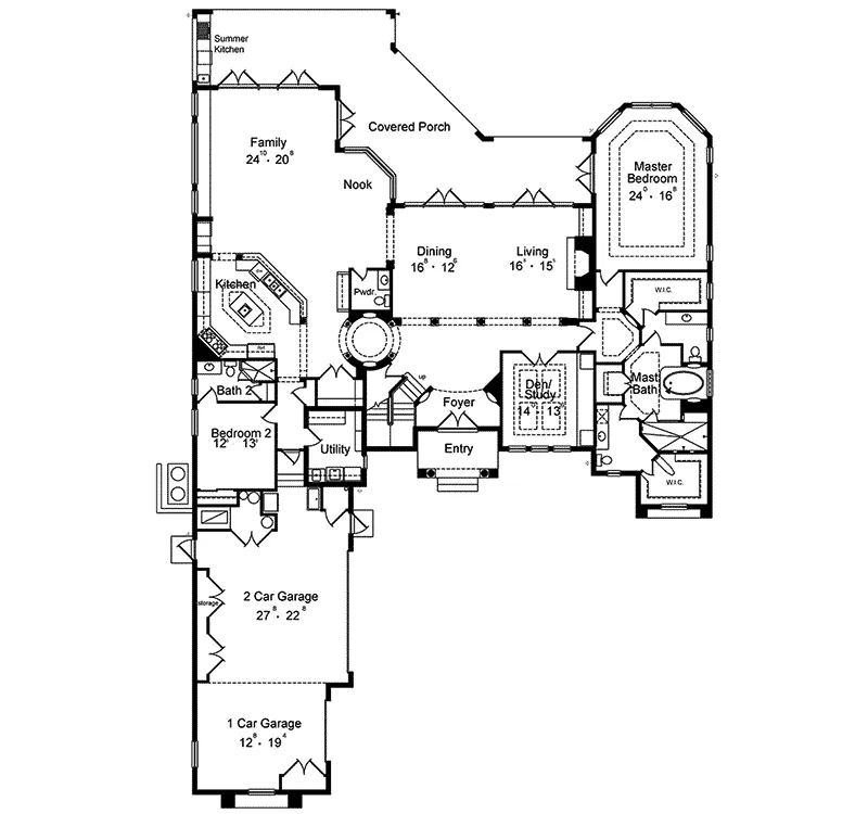 Adobe House Plans & Southwestern Home Design First Floor - Pipkin Southwestern Home 047D-0072 - Shop House Plans and More