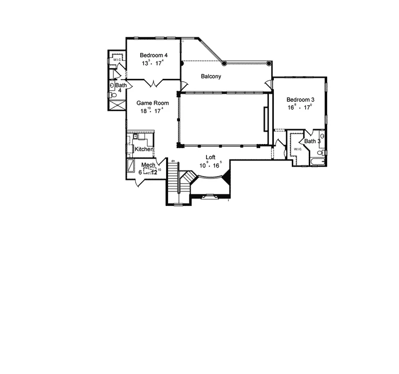 Santa Fe House Plan Second Floor - Pipkin Southwestern Home 047D-0072 - Shop House Plans and More
