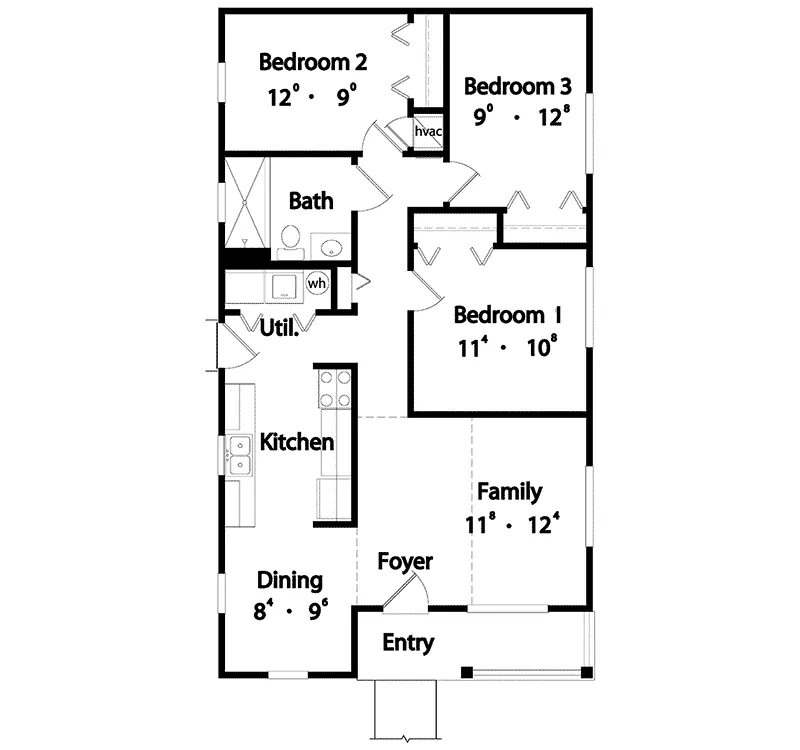 Ranch House Plan First Floor - Turtle Hill Cottage Home 047D-0074 - Shop House Plans and More