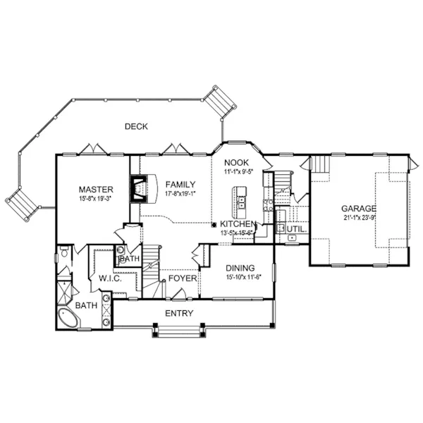 Craftsman House Plan First Floor - Hancock Hill Rustic Log Home 047D-0079 - Search House Plans and More