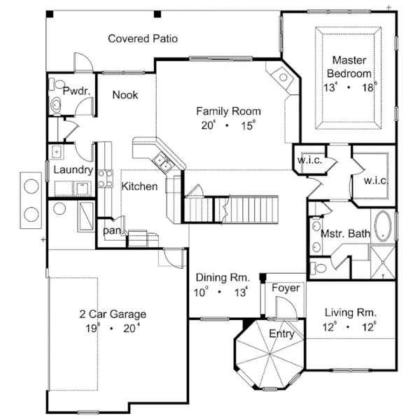 Florida House Plan First Floor - MacArthur Southwestern Home 047D-0082 - Shop House Plans and More