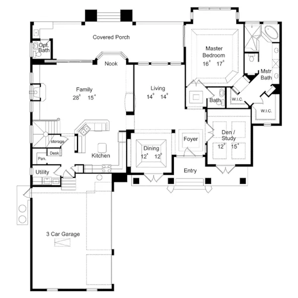 Country House Plan First Floor - Hampton Hill Colonial Home 047D-0089 - Search House Plans and More