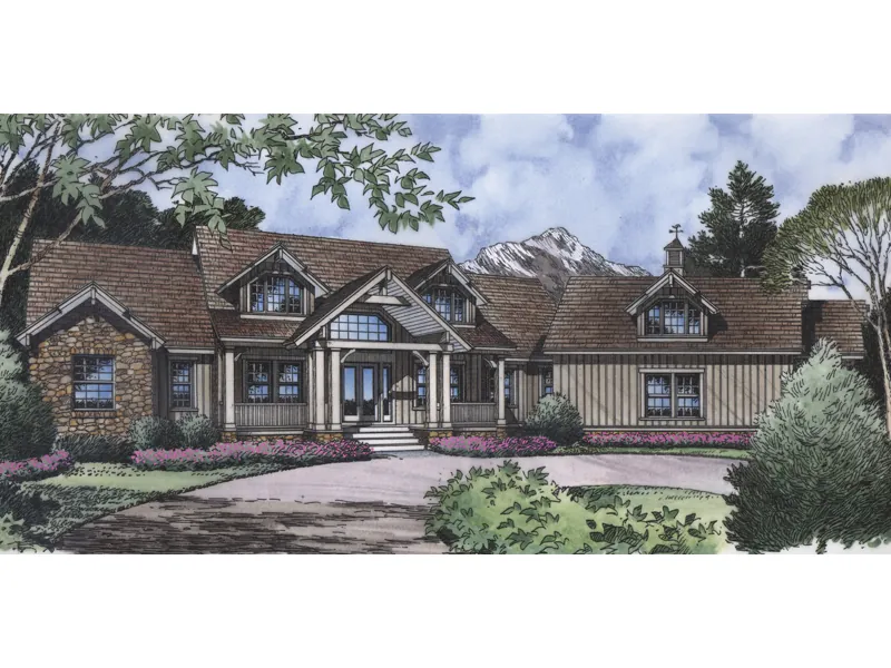 Sprawling Craftsman Style House With Stone And Siding Combination