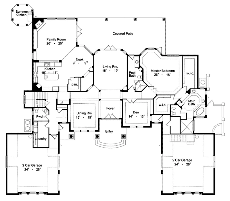 Southern House Plan First Floor - Bocawoods Mediterranean Home 047D-0096 - Search House Plans and More