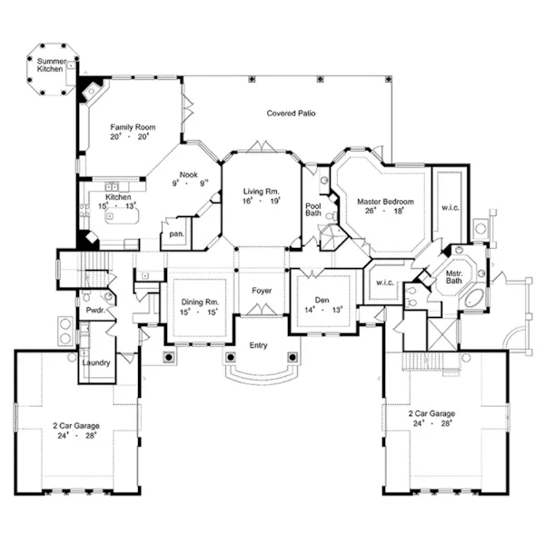 Traditional House Plan First Floor - Bocawoods Mediterranean Home 047D-0096 - Search House Plans and More