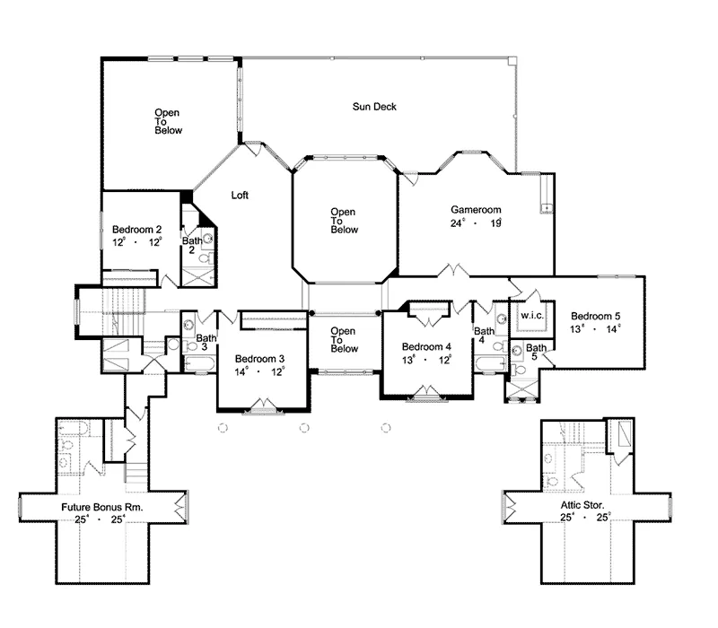 Southern House Plan Second Floor - Bocawoods Mediterranean Home 047D-0096 - Search House Plans and More