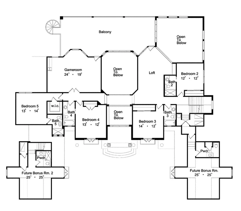 Traditional House Plan Second Floor - Palmetto Park Mediterranean Home 047D-0097 - Shop House Plans and More