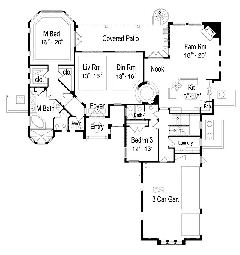 Contemporary House Plan First Floor - Heron Hill Luxury Spanish Home 047D-0098 - Search House Plans and More