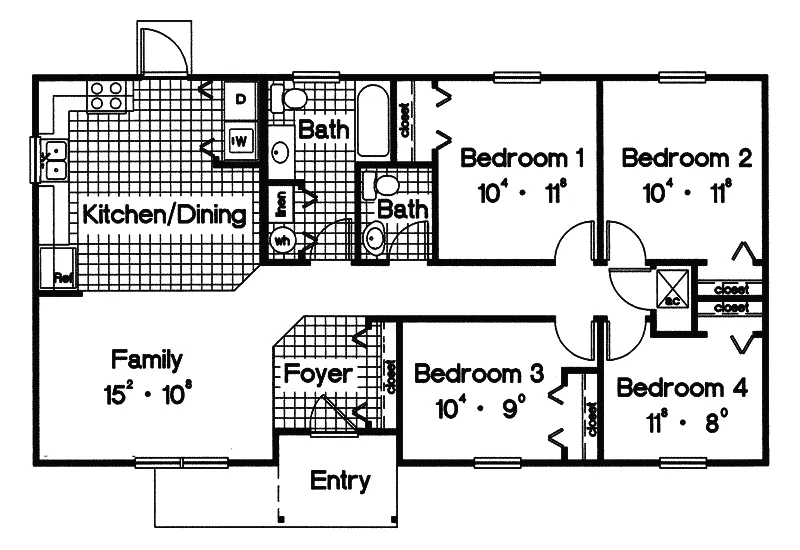 Ranch House Plan First Floor - Woodcliffe Ranch Home 047D-0100 - Shop House Plans and More