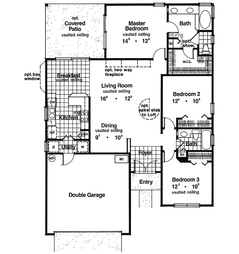 Ranch House Plan First Floor - Palm Beach Florida Home 047D-0103 - Shop House Plans and More