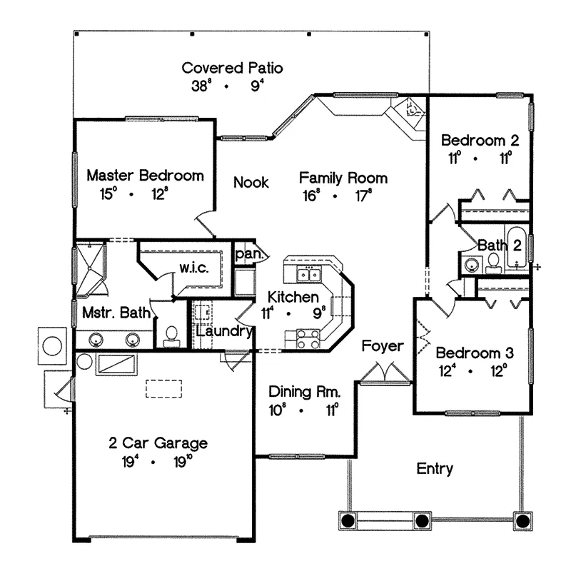 Ranch House Plan First Floor - Diana Ranch Home 047D-0104 - Search House Plans and More