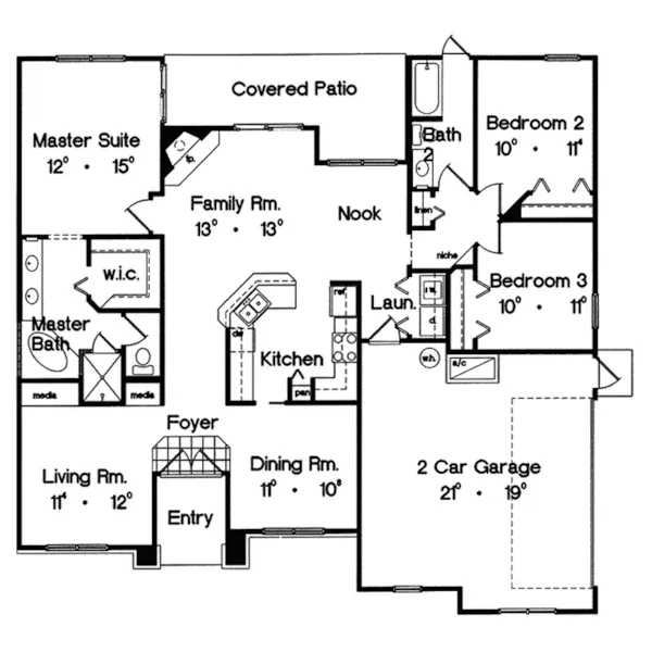 Ranch House Plan First Floor - Wilton Manor Prairie Style Home 047D-0106 - Shop House Plans and More