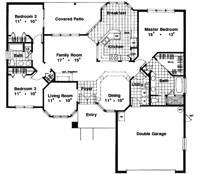 Traditional House Plan First Floor - Springville Ranch Home 047D-0107 - Shop House Plans and More
