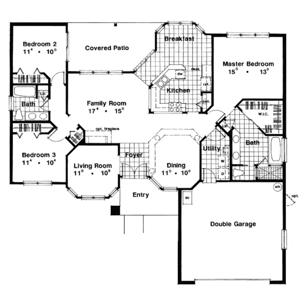 Ranch House Plan First Floor - Springville Ranch Home 047D-0107 - Shop House Plans and More