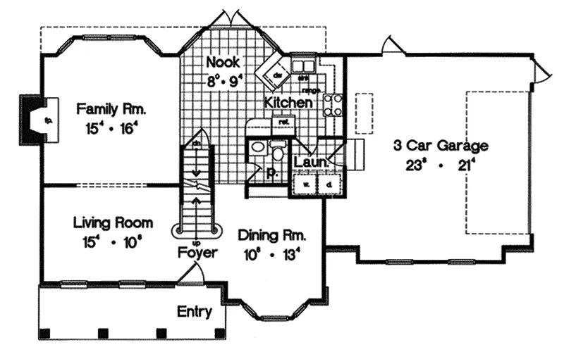 Colonial House Plan First Floor - Sawgrass Mill Colonial Home 047D-0108 - Shop House Plans and More