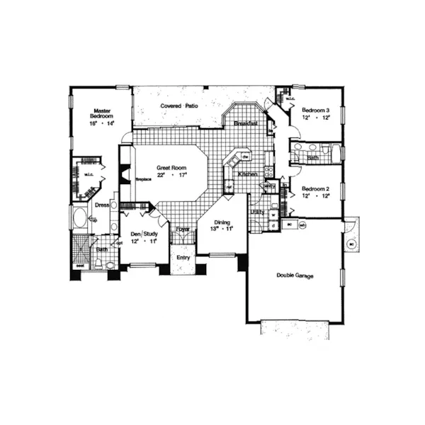 Ranch House Plan First Floor - Palm Breeze Florida Style Home 047D-0117 - Shop House Plans and More