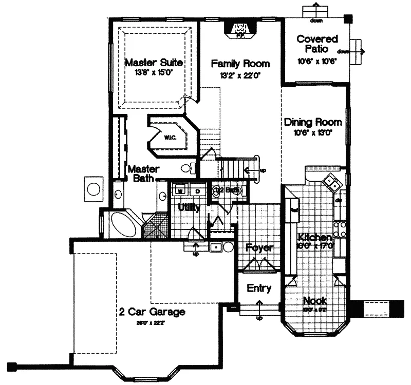 Florida House Plan First Floor - Pompano Beach Sunbelt Home 047D-0122 - Shop House Plans and More