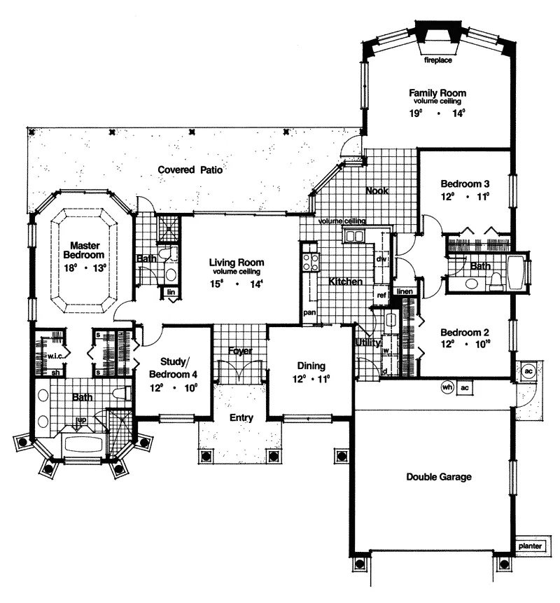 Sunbelt House Plan First Floor - Sanderson Contemporary Home 047D-0123 - Shop House Plans and More