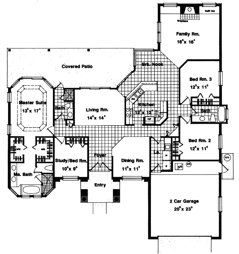 Ranch House Plan First Floor - Baldwin Bay Sunbelt Home 047D-0125 - Search House Plans and More