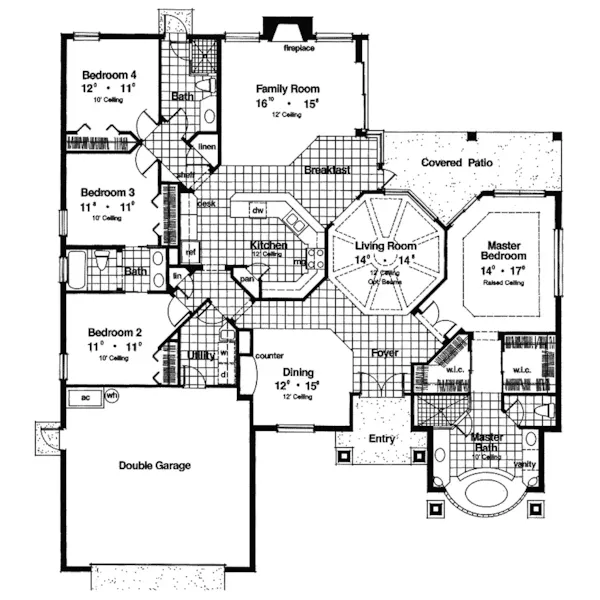 Sunbelt House Plan First Floor - Ellaville Sunbelt Home 047D-0128 - Search House Plans and More