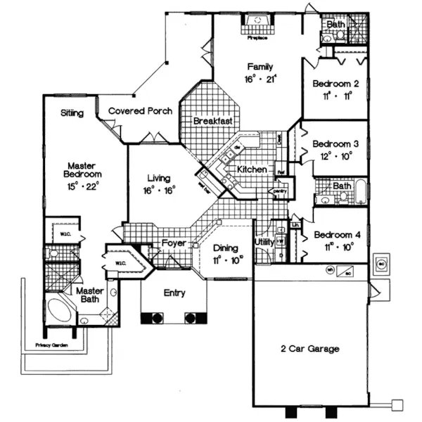 Sunbelt House Plan First Floor - Hanson Sunbelt Stucco Home 047D-0130 - Search House Plans and More