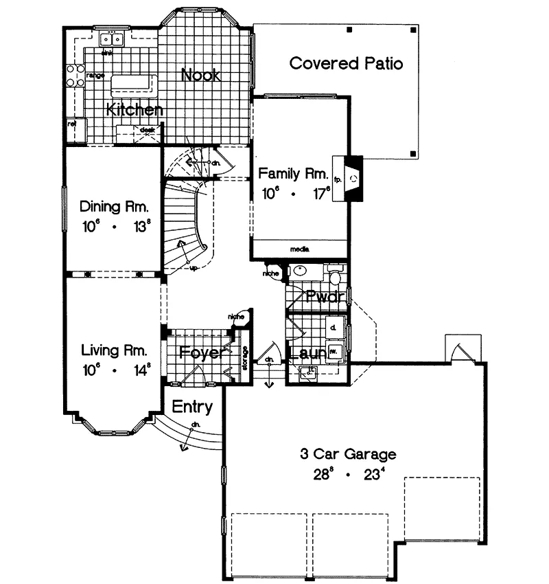 Victorian House Plan First Floor - Lamont Victorian Sunbelt Home 047D-0131 - Shop House Plans and More