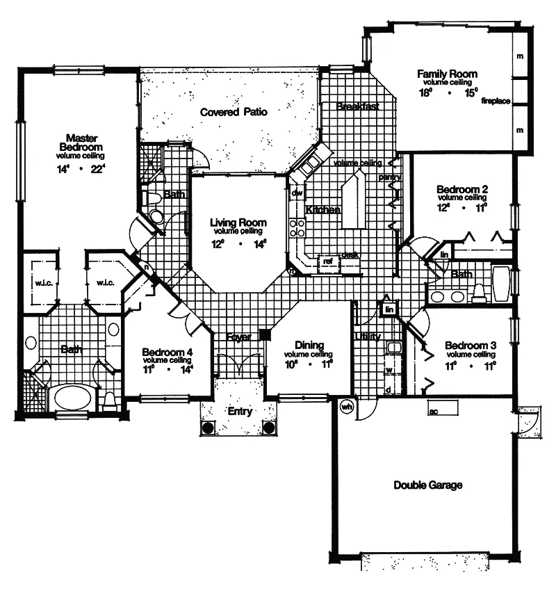 Southwestern House Plan First Floor - Boca Raton Stucco Sunbelt Home 047D-0137 - Search House Plans and More