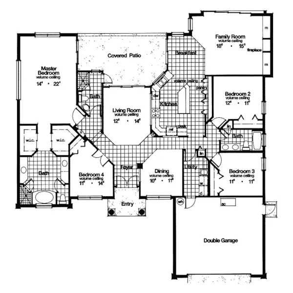 Ranch House Plan First Floor - Boca Raton Stucco Sunbelt Home 047D-0137 - Search House Plans and More