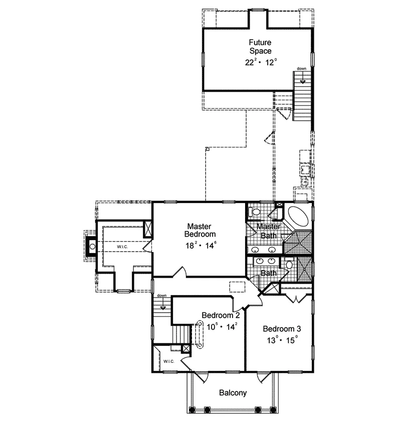 Colonial House Plan Second Floor - Kingsley Plantation Stucco Home 047D-0140 - Search House Plans and More