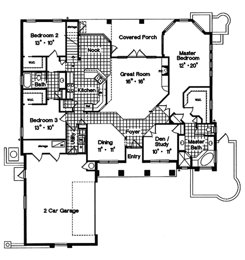 Ranch House Plan First Floor - Amelia Island Florida Home 047D-0142 - Search House Plans and More