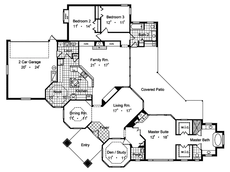 Sunbelt House Plan First Floor - Riviera Beach Sunbelt Home 047D-0143 - Shop House Plans and More