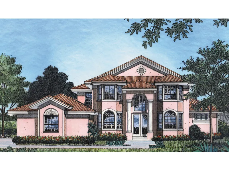 Two-Story Stucco Home Is Perfect For Florida Or Warm Climates