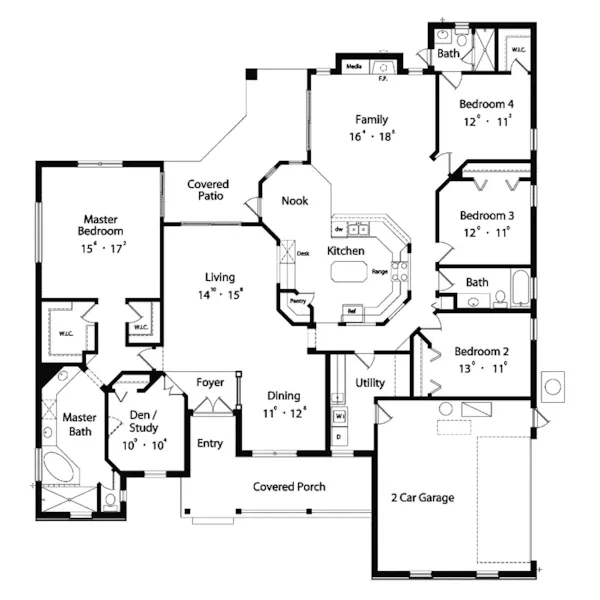 Traditional House Plan First Floor - Sampson Rustic Country Home 047D-0154 - Shop House Plans and More