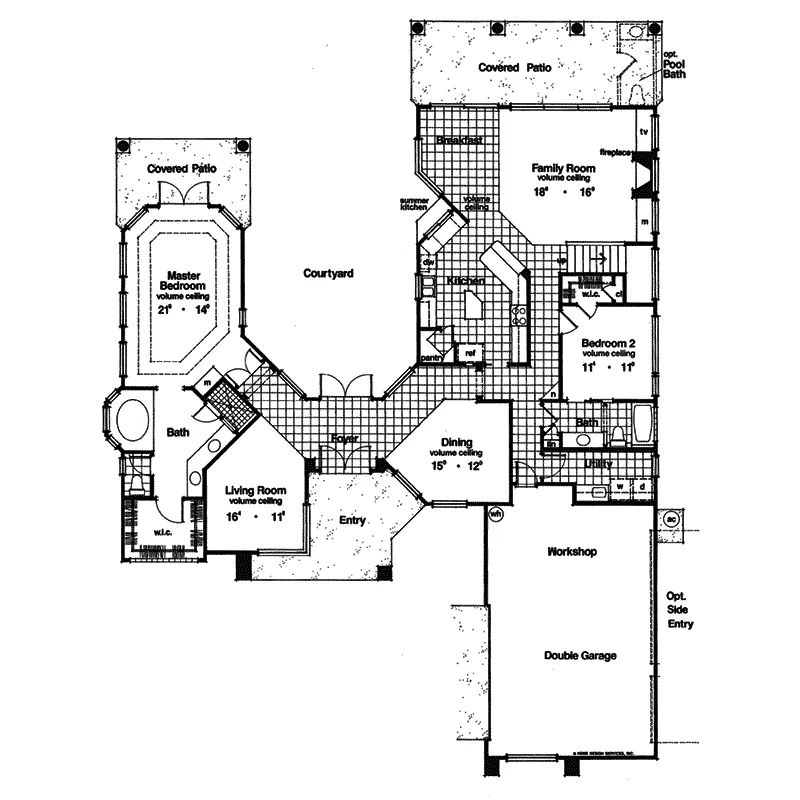 Sunbelt House Plan First Floor - San Marcos Adobe Home 047D-0158 - Shop House Plans and More