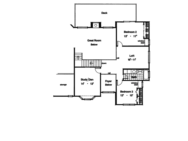 Southwestern House Plan Second Floor - Neptune Beach Sunbelt Home 047D-0160 - Shop House Plans and More