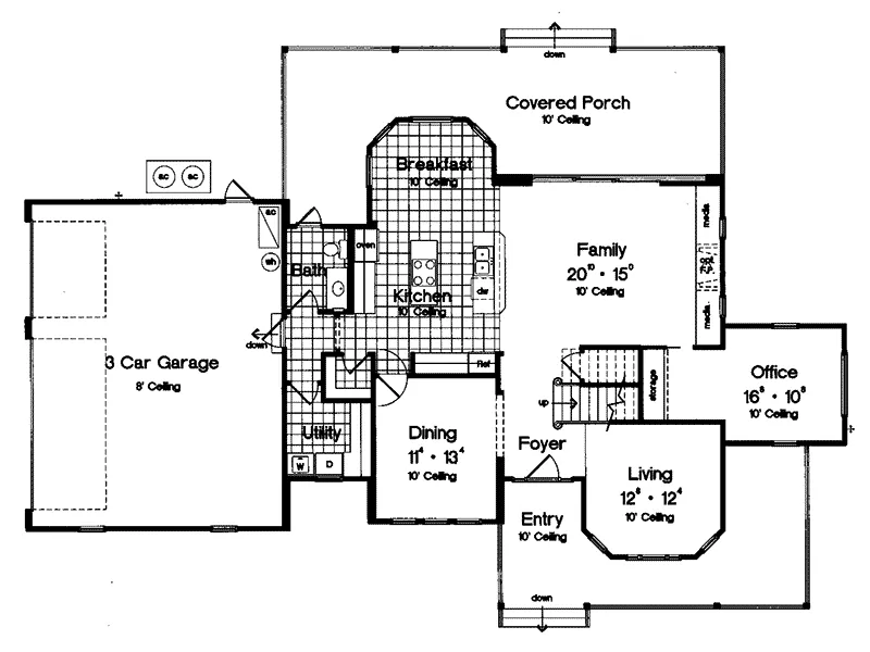 Southern House Plan First Floor - Penney Farms Victorian Home 047D-0162 - Shop House Plans and More